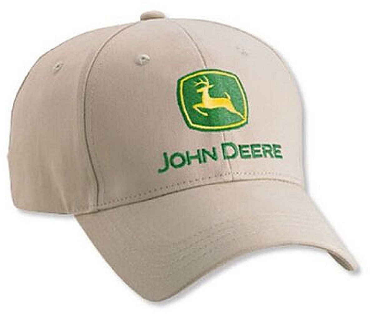 John Deere Khaki Twill 100% Cotton Structured Hat Cap Adult Men\'s Adjustable