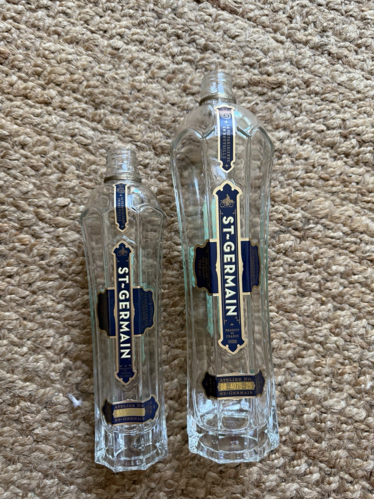 Lot Of 2: St. Germain 375ml & 750ml Empty Liquor Bottle Lot Of 2: St. Germain 375ml & 750ml Empty Liquor Bottle