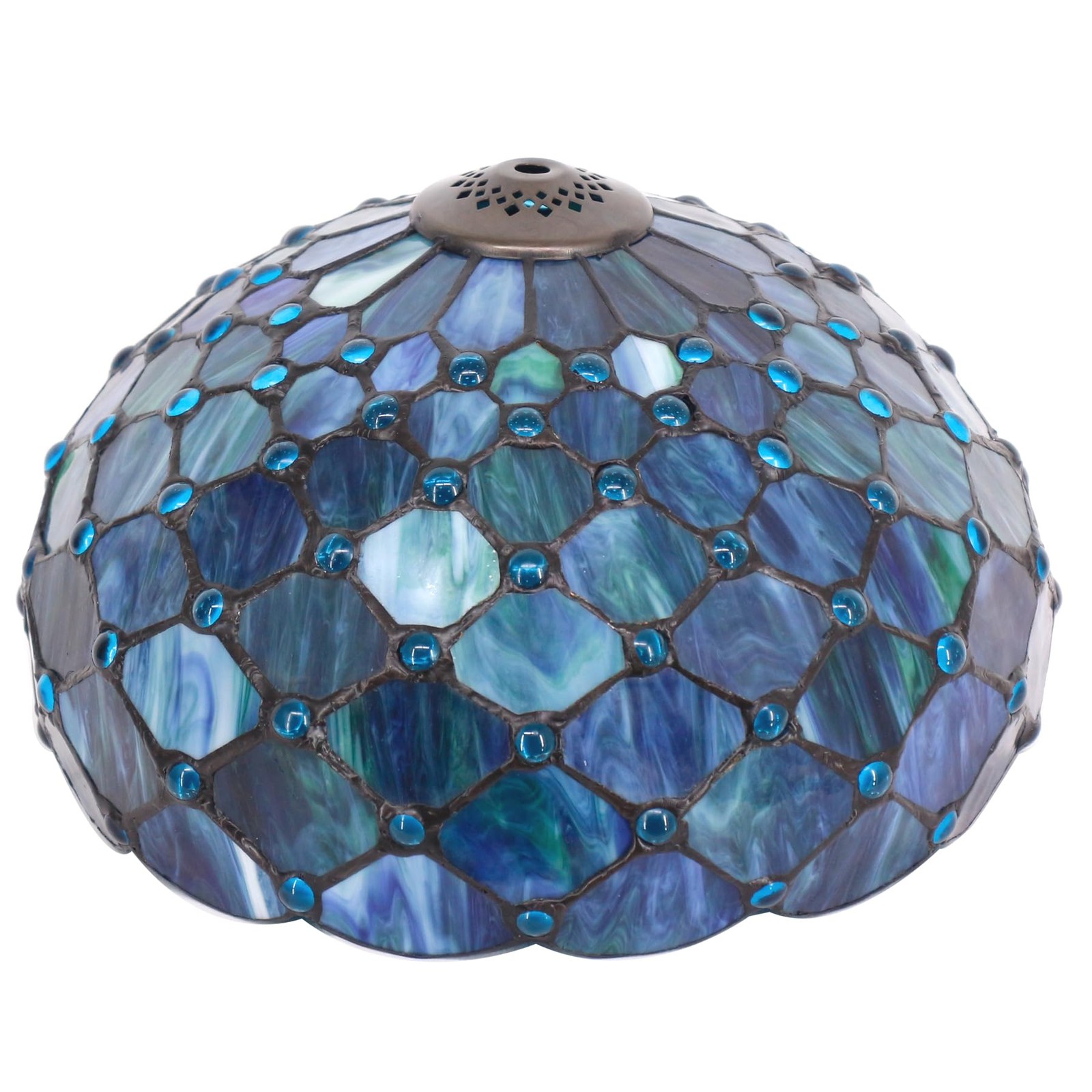 12 Inch Tiffany Stained Glass Lamp Shade Only (Blue)