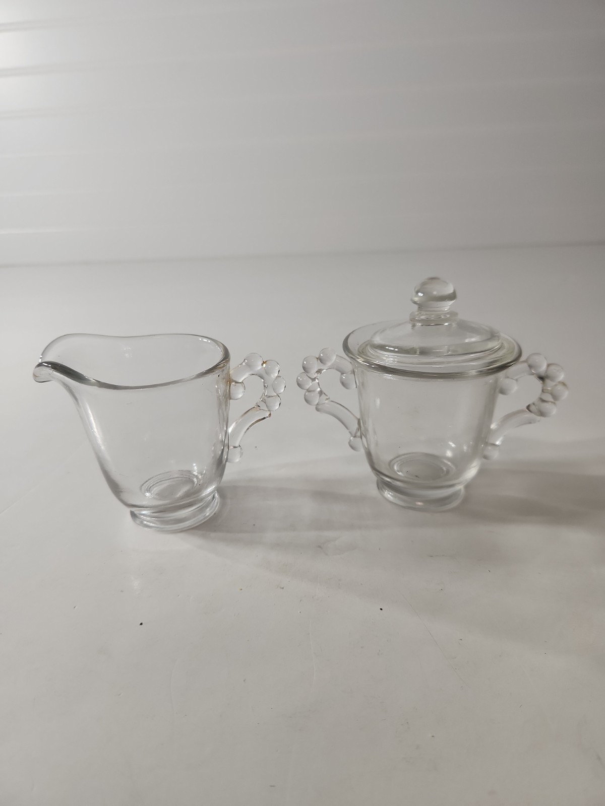 Vintage Imperial Clear Glass Candlewick Cream & Sugar Bowl. 3 Inches Tall