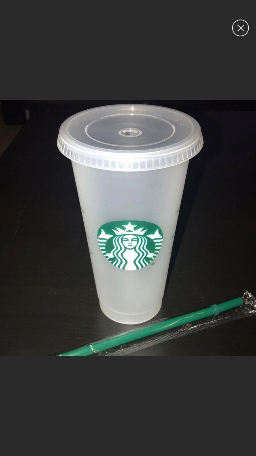 Starbucks Reusable Clear-Frost Cold Cup Tumbler 24 Oz with Lid & Straw