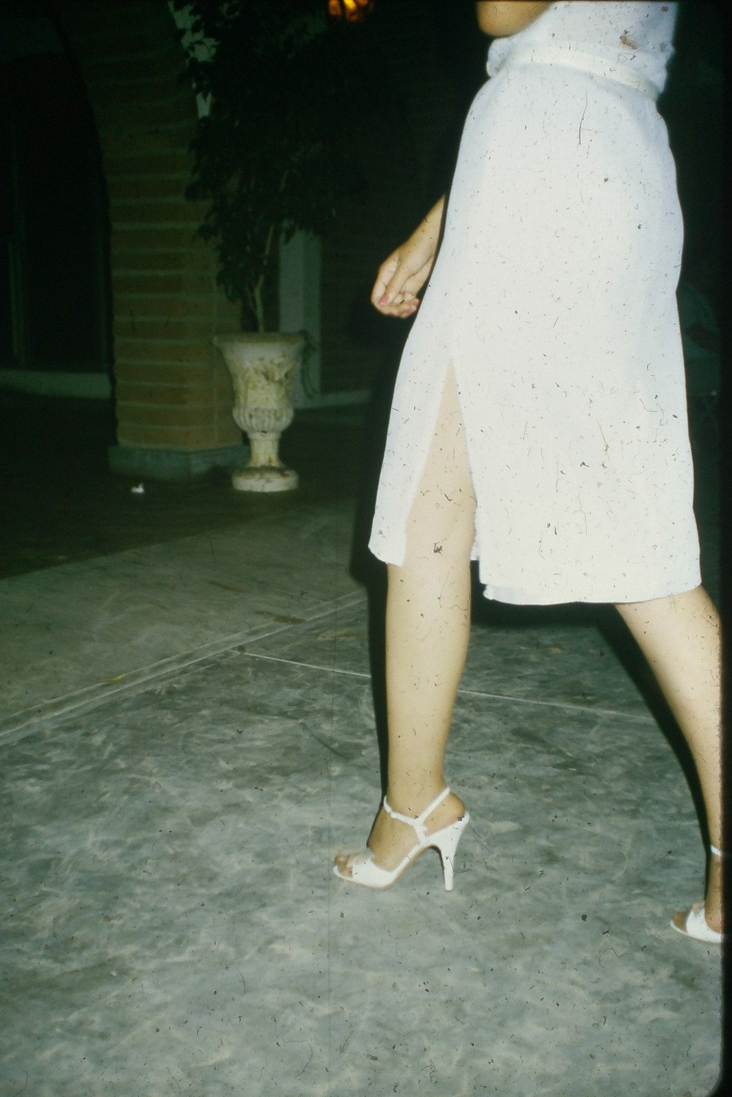 c1970's 35mm Slide, Woman White Dress High Heels Color Photo