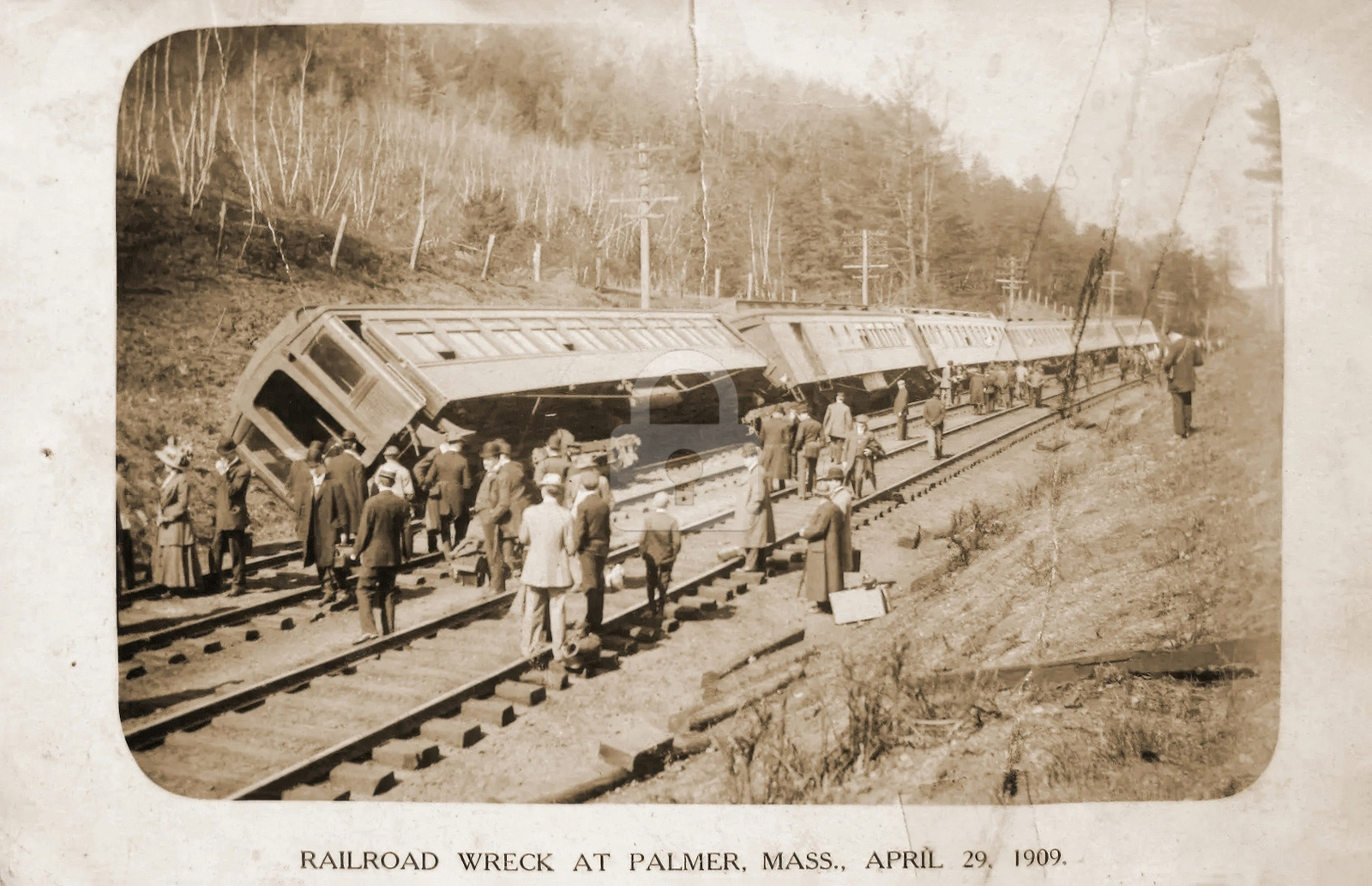 Palmer Massachusetts MA Train Wreck 1909 RPPC Photo Postcard COPY