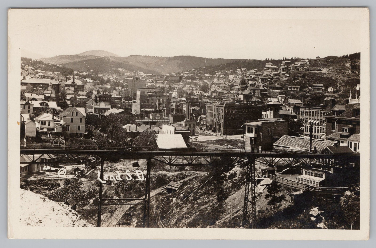 RPPC Panoramic View of Lead SD South Dakota Real Photo Postcard 1910s