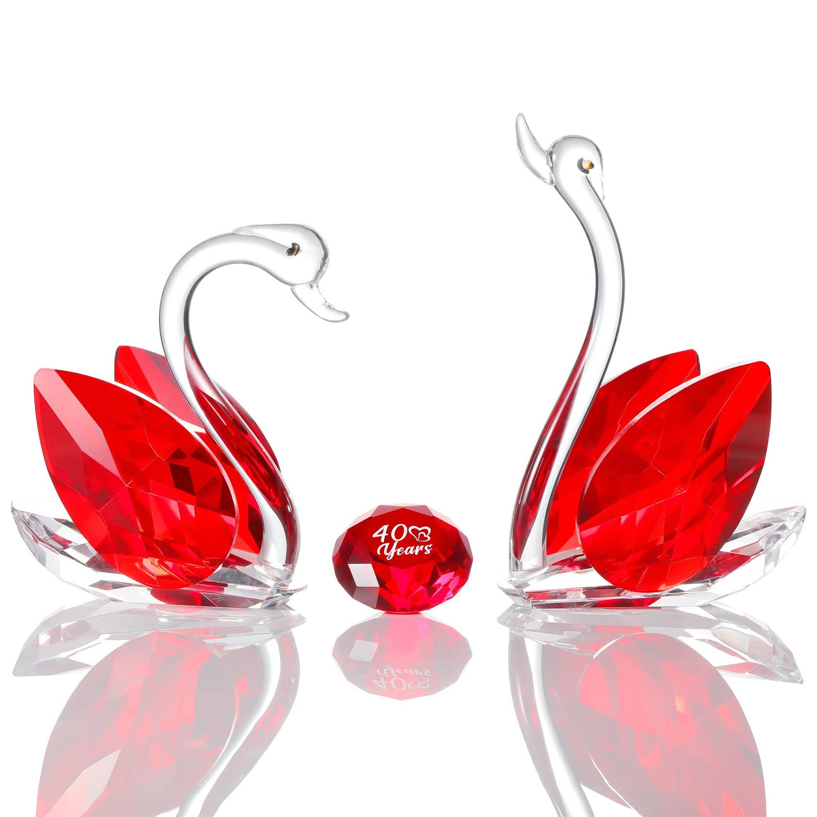 Happy 40th Anniversary Crystal Swan Gifts for Couples, 40 Years Ruby Wedding ... Happy 40th Anniversary Crystal Swan Gifts for Couples, 40 Years Ruby Wedding ...