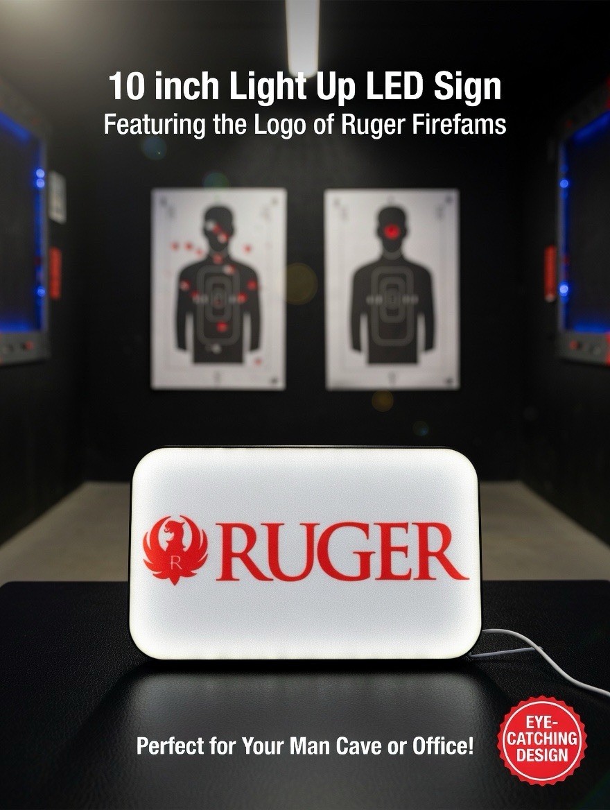 Ruger Firearms Light Up LED Neon Sign With USB- Reloading Shooting Hunting 2A