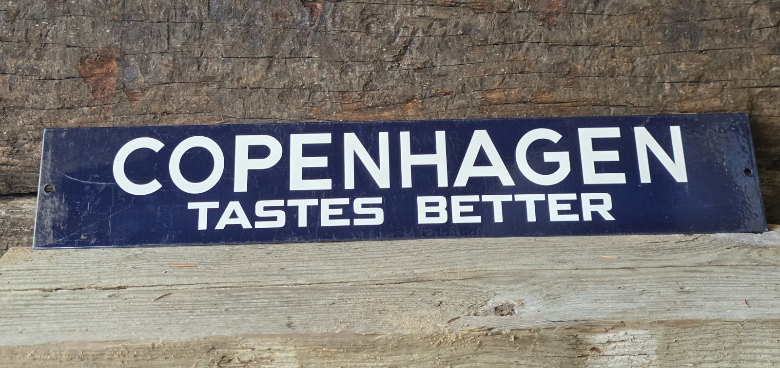 VINTAGE COPENHAGEN 'TASTES BETTER' PORCELAIN SIGN 20
