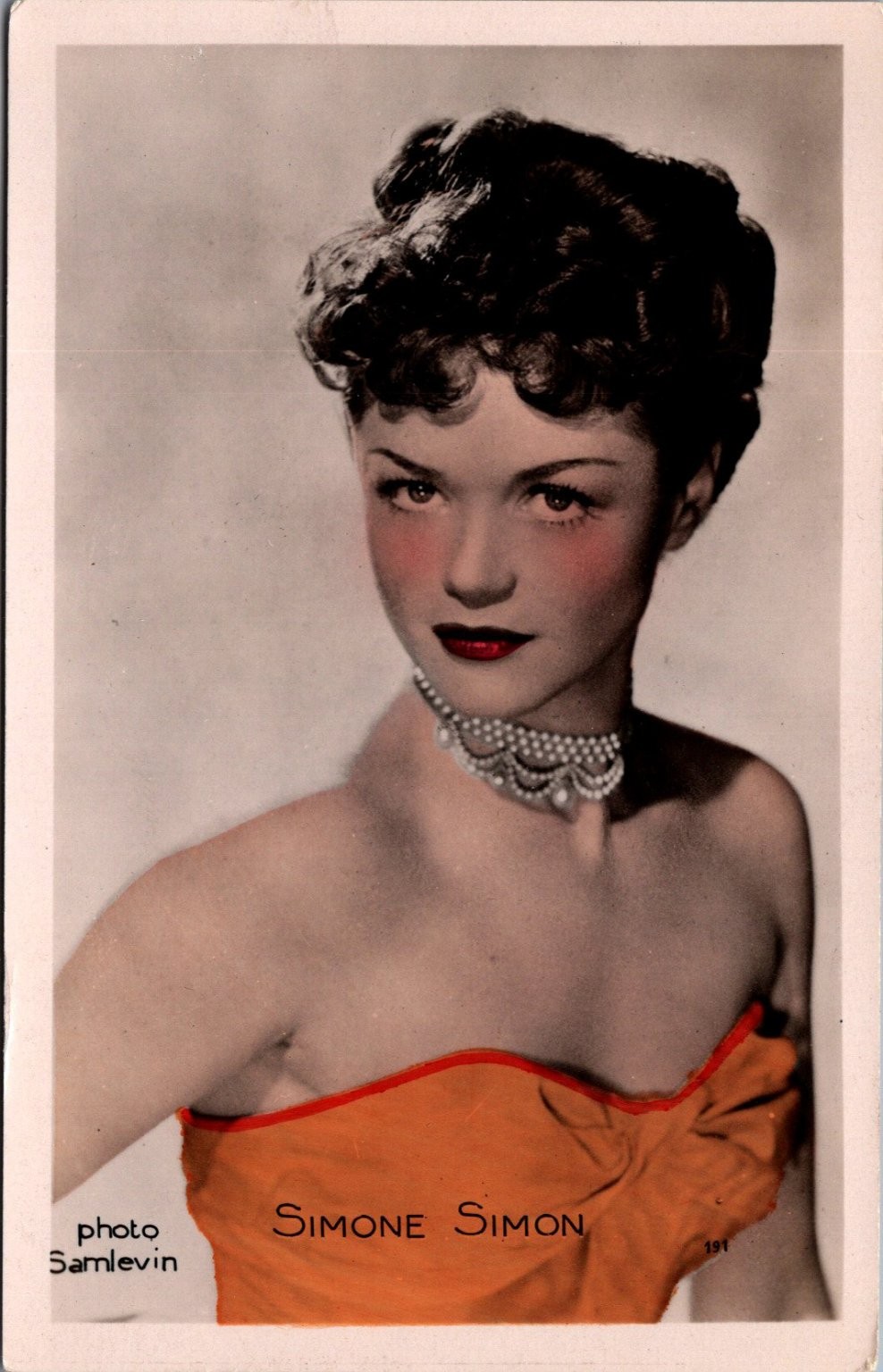 Simone Simon French Actress Vintage Real Photo RPPC Postcard Samlevin 191