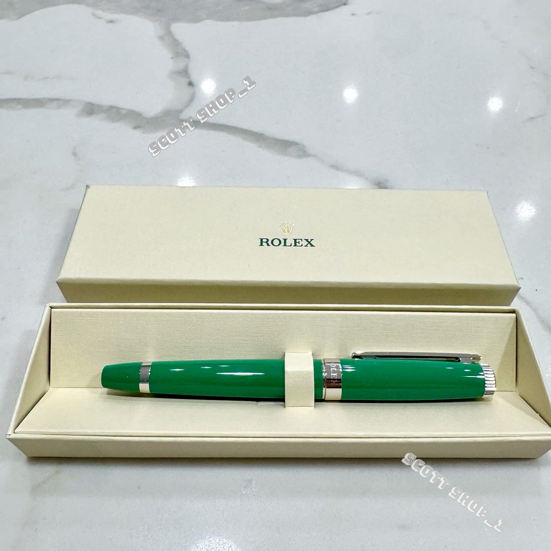 👑New Rare Rolex Emerald Executive Gold Hex silver Ballpoint Pen AD VIP Gift