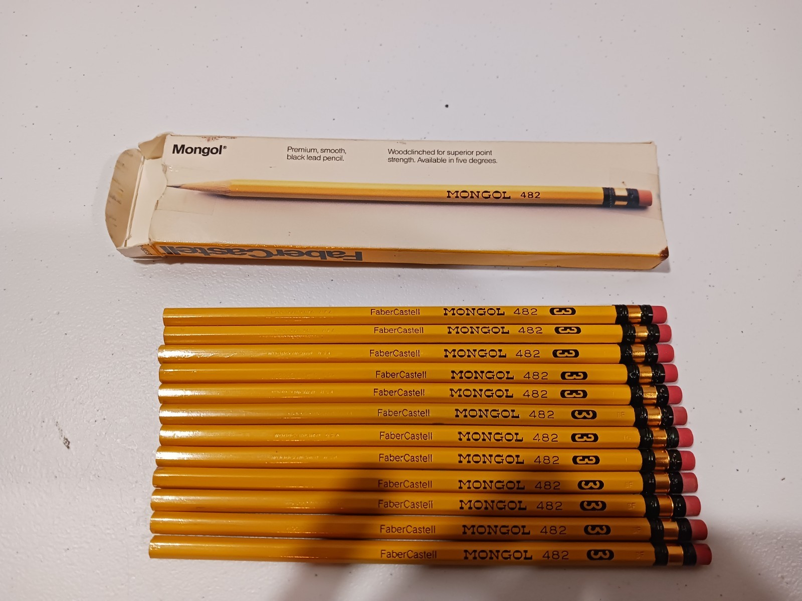 Vintage MONGOL Pencils 1 Doz. 12 pencil lot 482 3 Faber Castell Open Box NOS USA