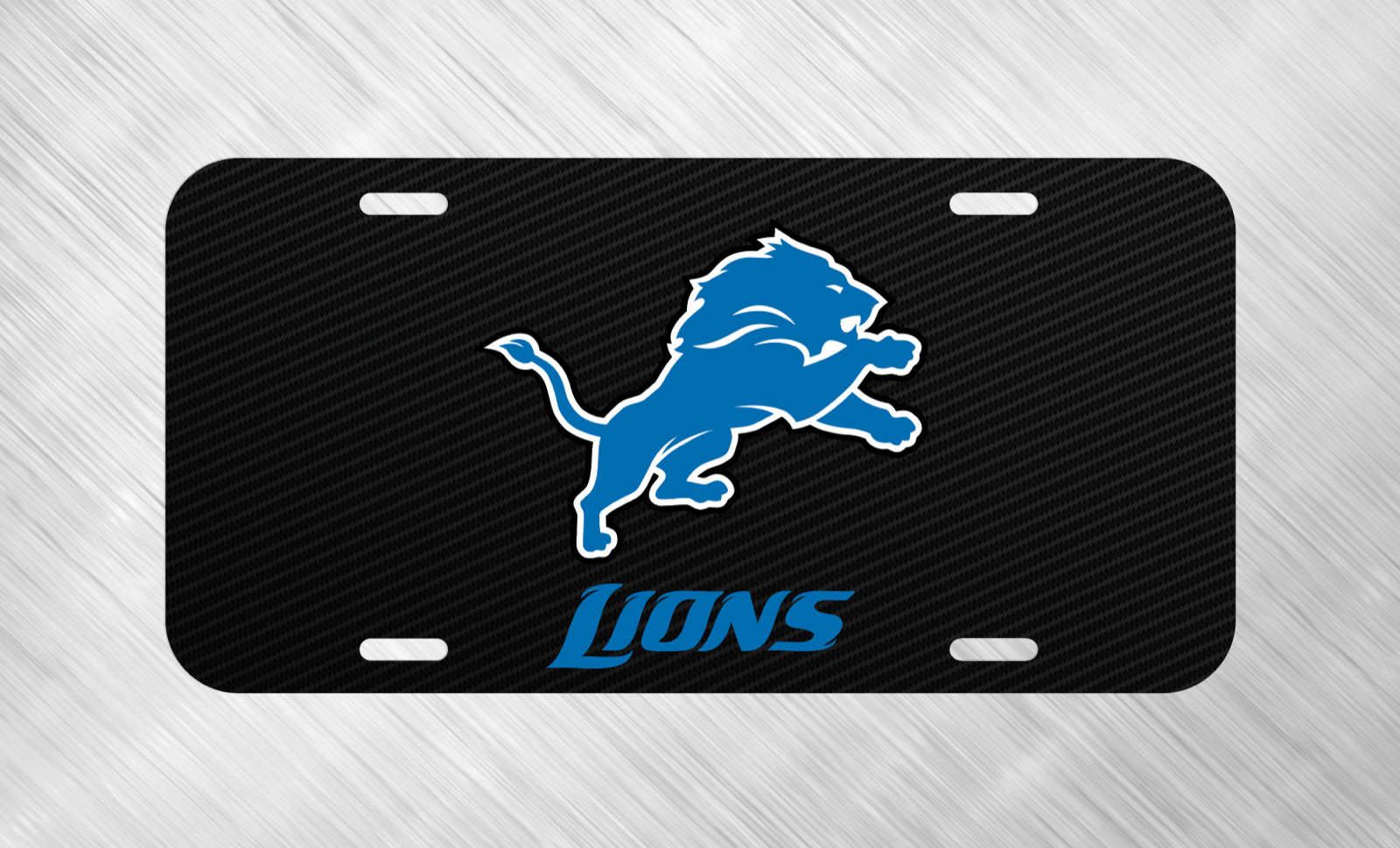 Simulated Carbon Detroit Lions Football License Plate Auto Car Tag Simulated Carbon Detroit Lions Football License Plate Auto Car Tag