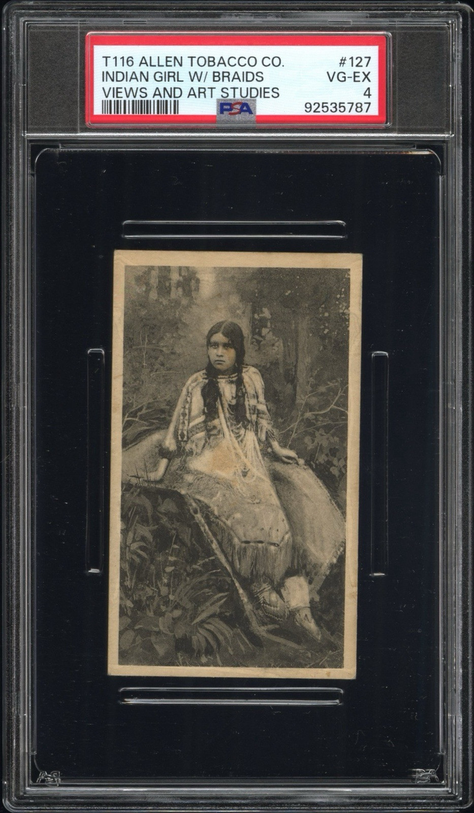 1903 T116 Allen Tobacco Telonette Cigars #127 Indian Girl w/ Braids (PSA 4 VGEX)