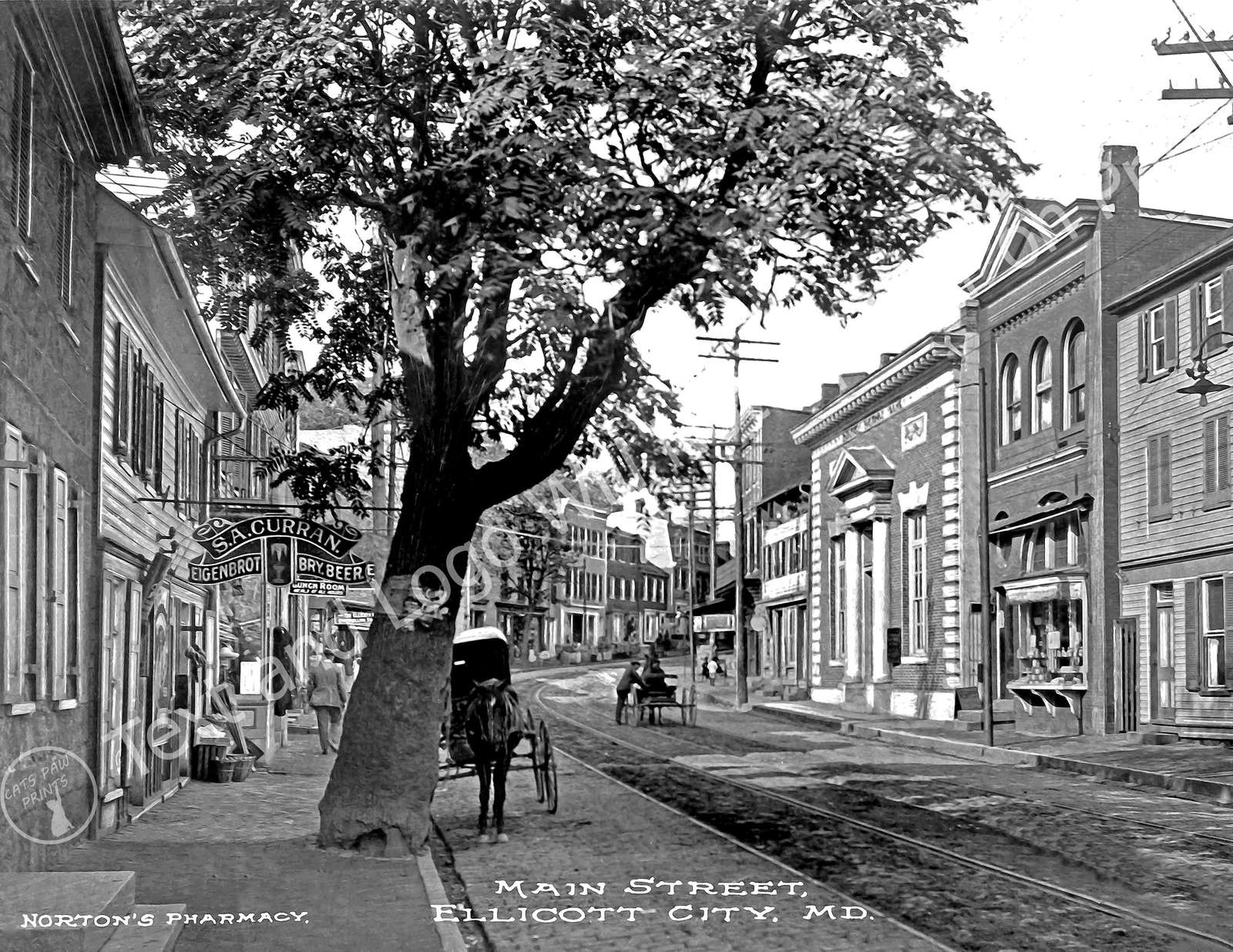 1890-1910 Main Street, Ellicott City, MD Vintage Photograph 8.5\