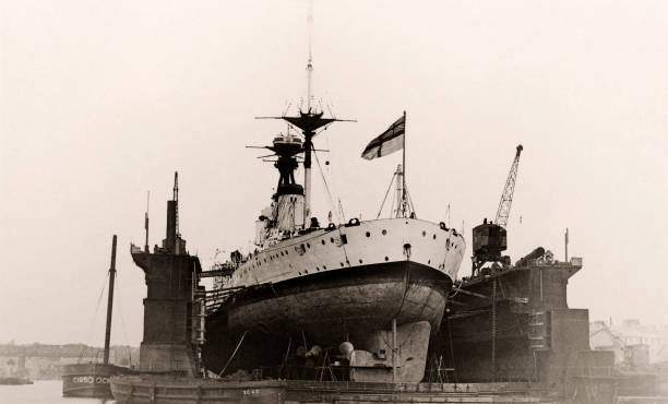 Resolution In A Floating Dock At Devonport England 1920 Old Photo