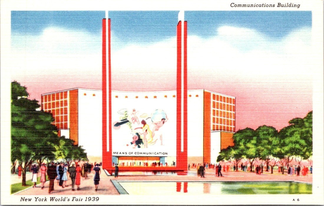 COMMUNICATIONS Building , 1939 NEW YORK WORLD\'S FAIR Linen Postcard - Grinnell
