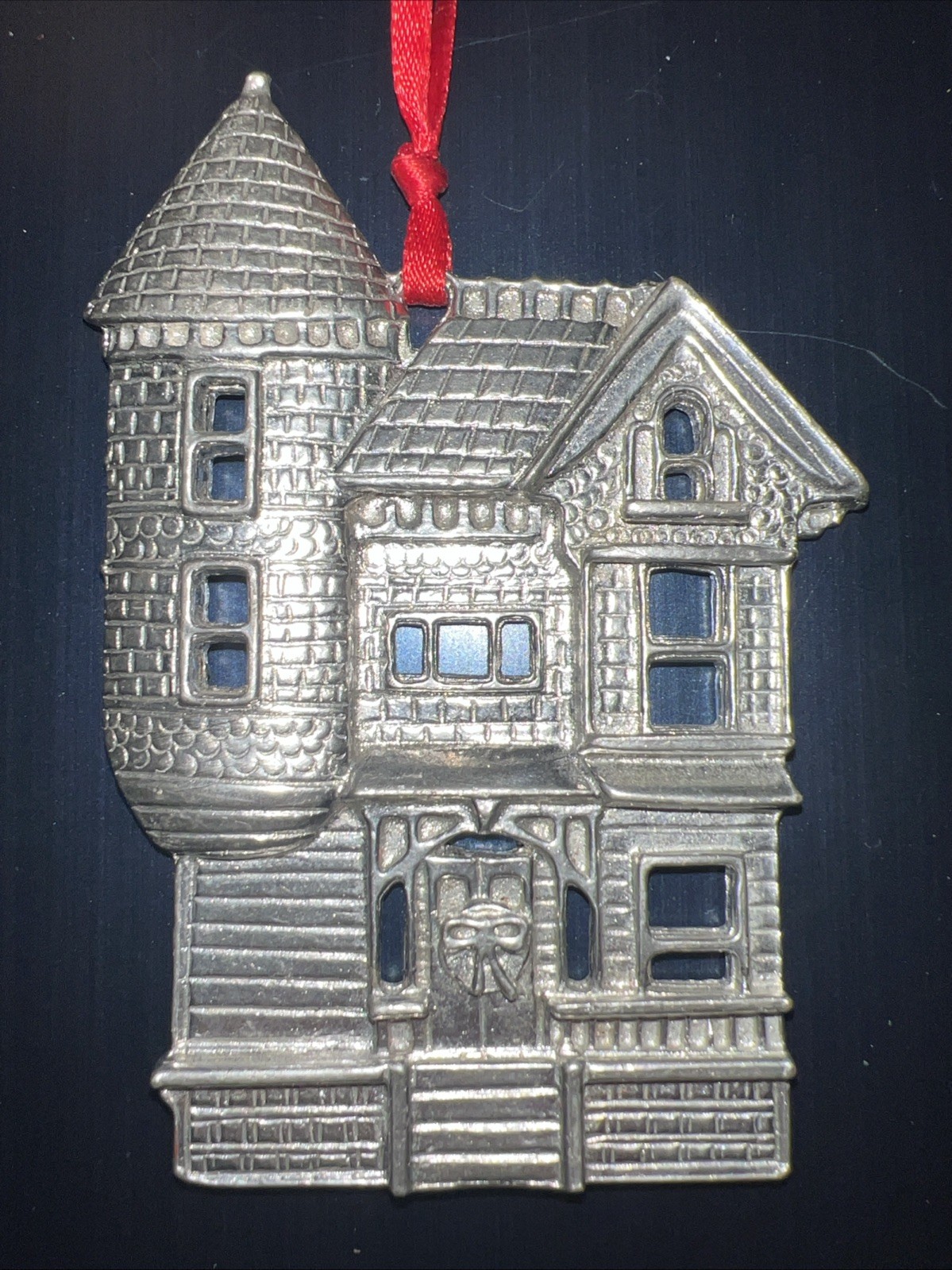 Kirk Stieff Christmas Holiday Ornament Silver Pewter Queen Anne Victorian Home