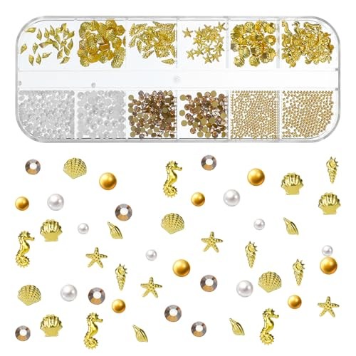 3D Summer Nail Charms Seashell Beach Nail Charms Gold Cute Ocean Nails Charm