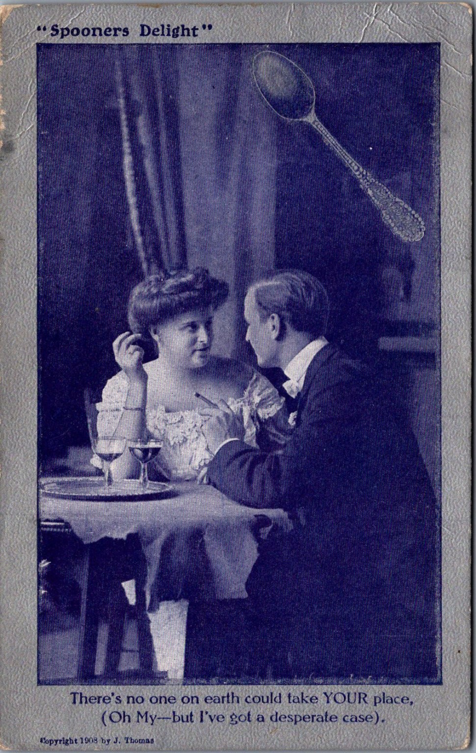 1908 Spooners Delight Postcard Romantic Couple Comic J. Thomas Cripple Creek CO 1908 Spooners Delight Postcard Romantic Couple Comic J. Thomas Cripple Creek CO