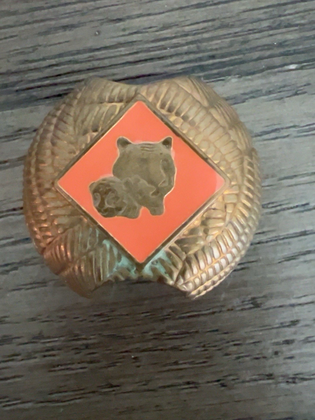 Vintage BSA Tiger Cub Neckerchief Slide Orange Enamel 2 Tiger Boy Scout