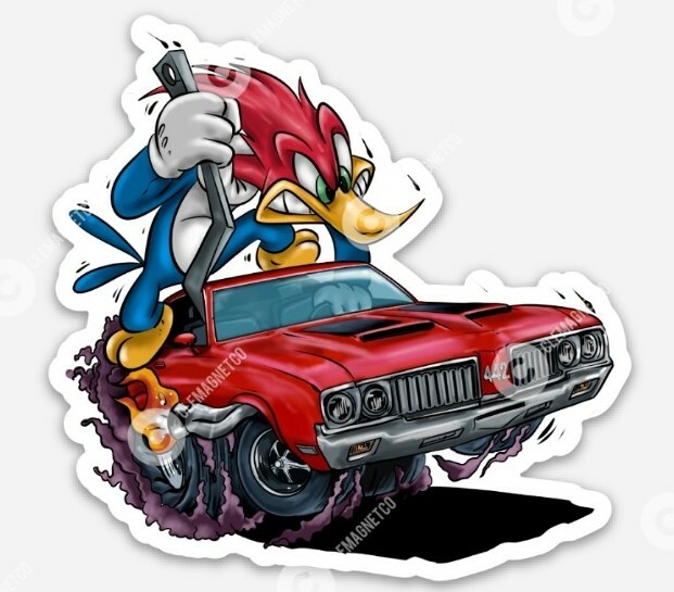 Oldsmobile 442 MAGNET - Woodpecker GM Vinyl Muscle Car Rat fink Ratfink