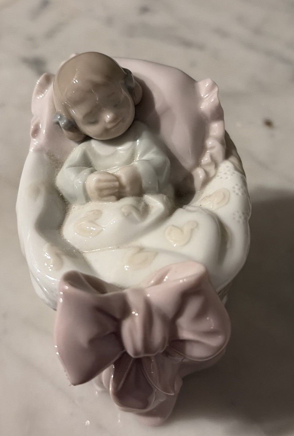 Lladro A New Treasure Baby Girl in Bassinet Figurine 6977