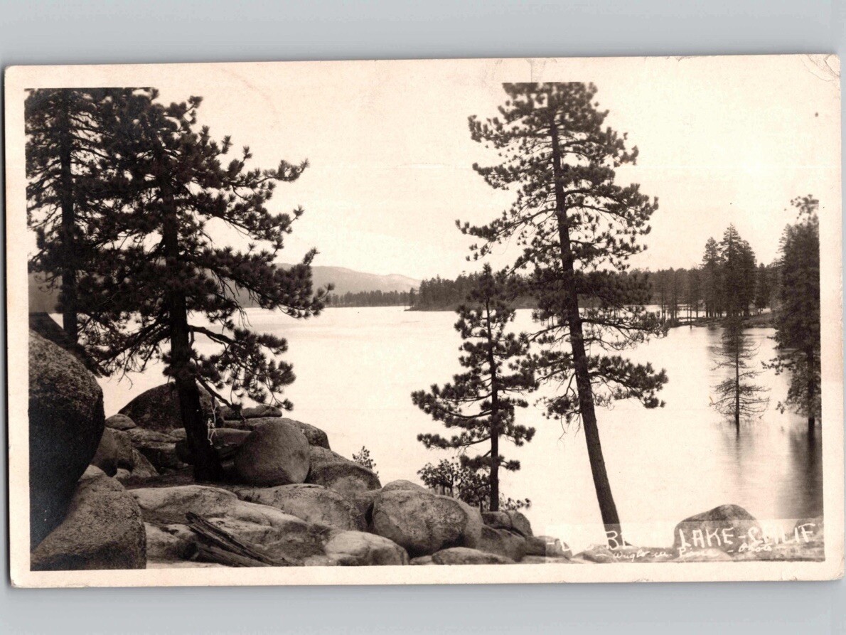 c1925 Big Bear Lake California CA Fawnskin To London England RPPC Postcard