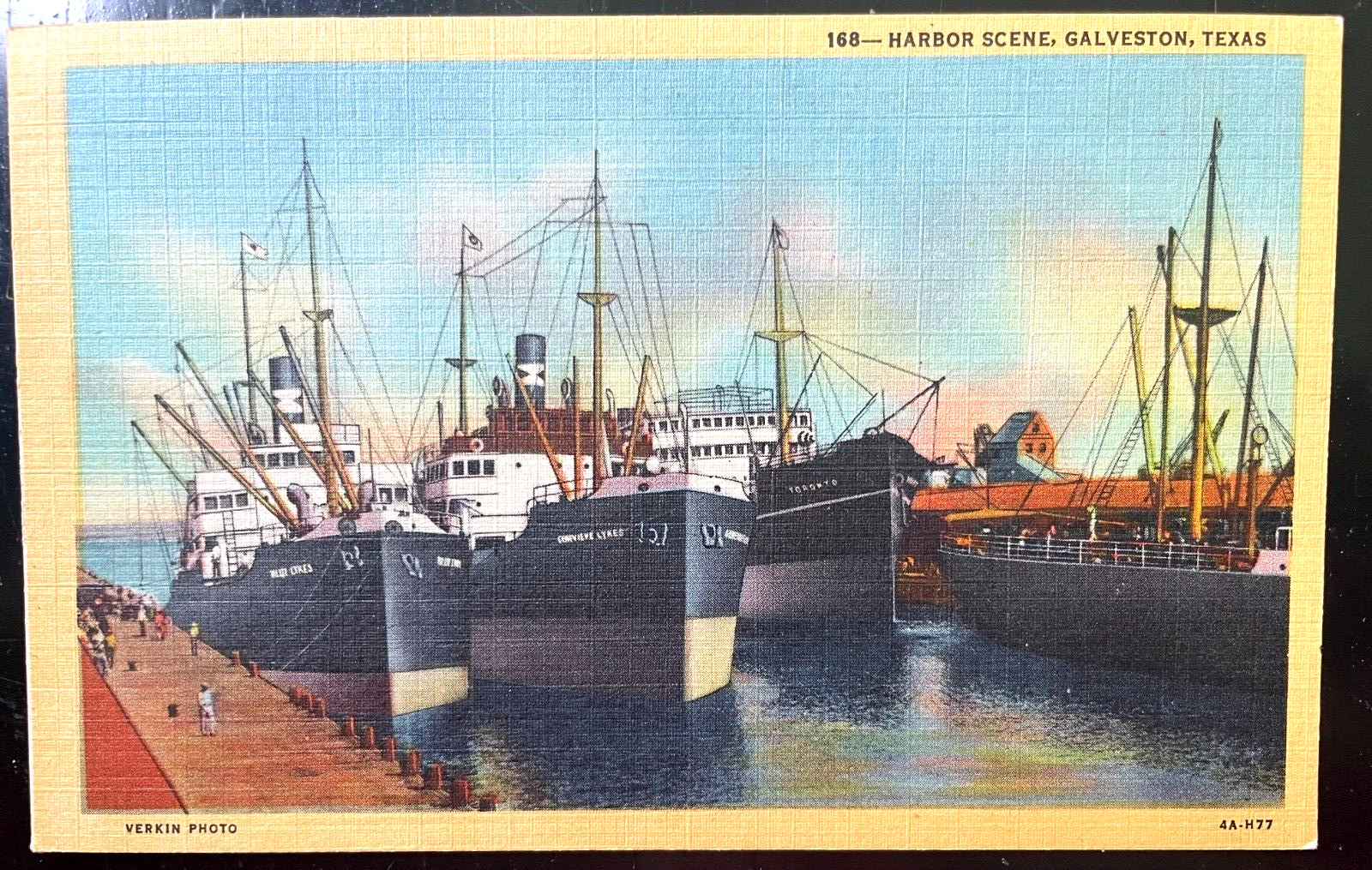 Vintage Postcard 1934 Harbor Scene, Galveston, Texas Vintage Postcard 1934 Harbor Scene, Galveston, Texas