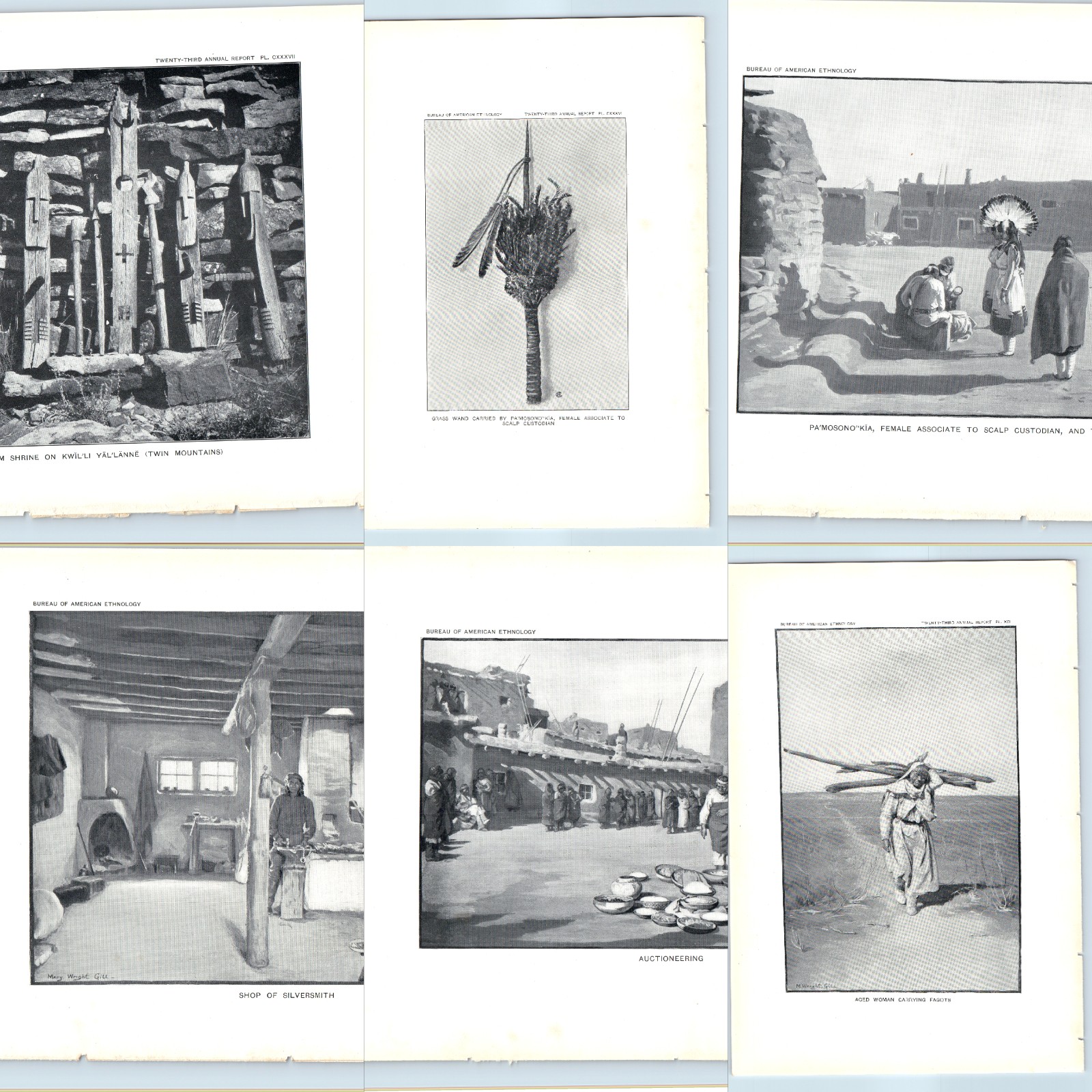 6 LOT 1904 Zuni Pueblo Indian BAE Prints Plates Silversmith Idols Pottery Art 6 LOT 1904 Zuni Pueblo Indian BAE Prints Plates Silversmith Idols Pottery Art