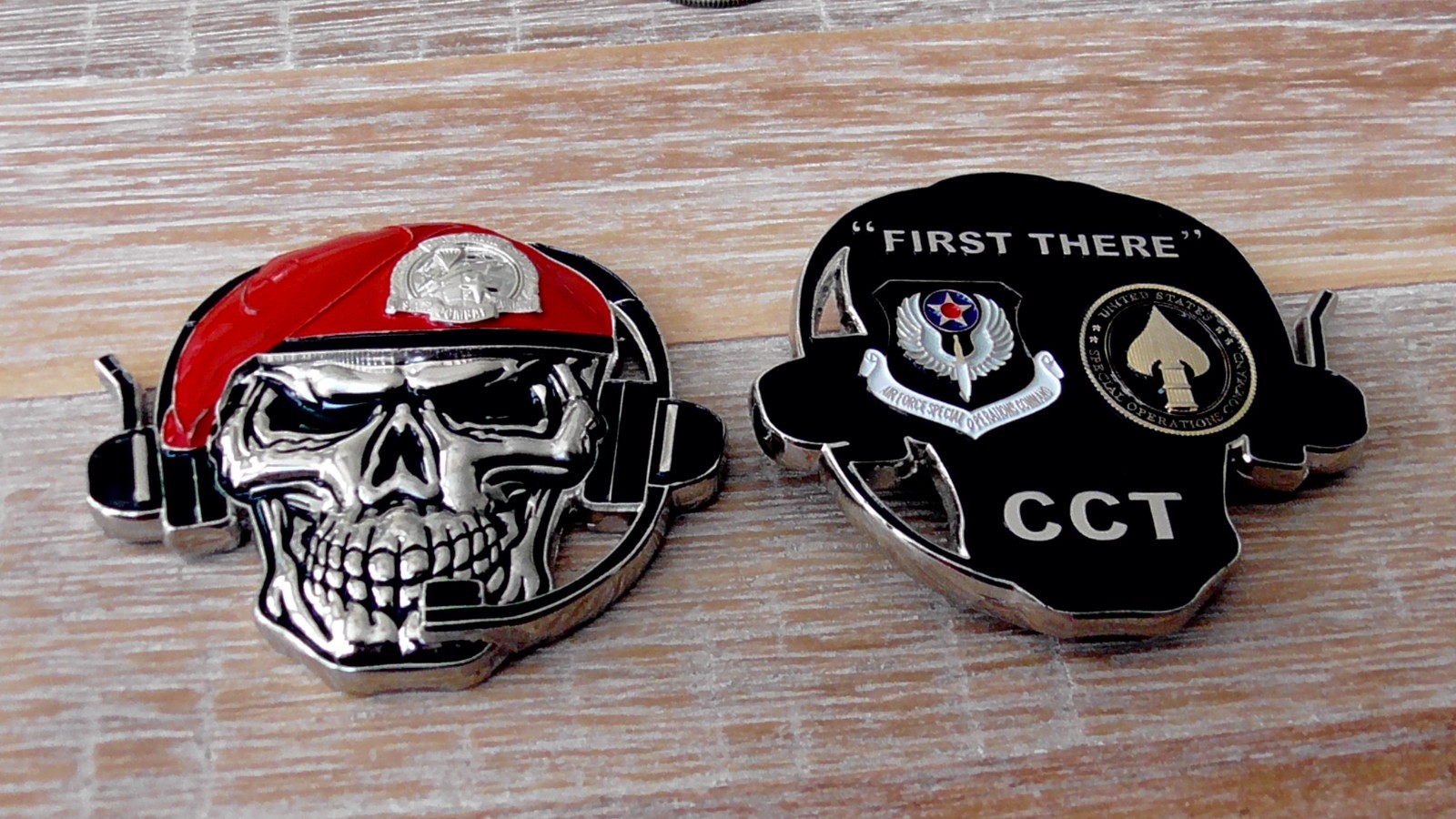 USAF AFSOC CCT Special Forces Combat Control Team Beret Skull Challenge Coin