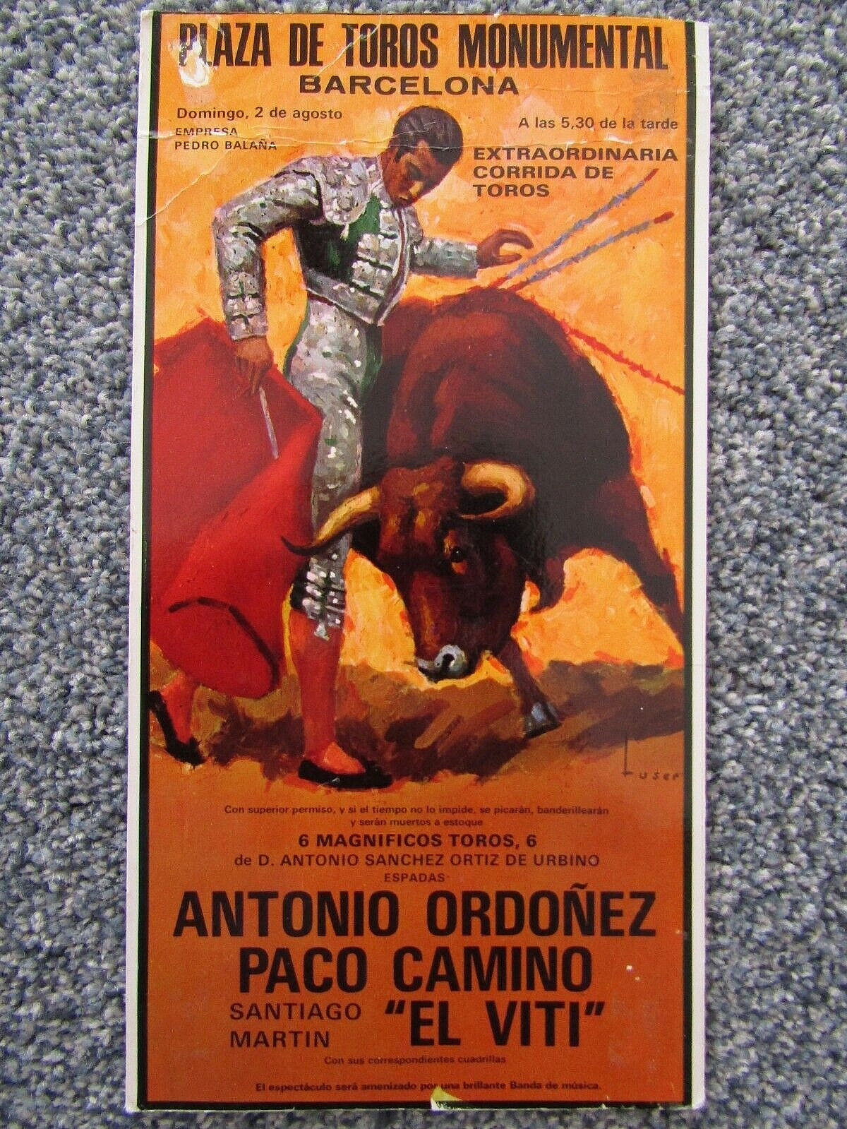 1971 Bull fighting postcard from Spain