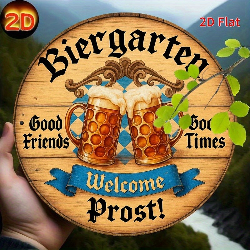 Vintage Welcome by German Beer Gardens Tin Metal Signs Home Décor 8x8