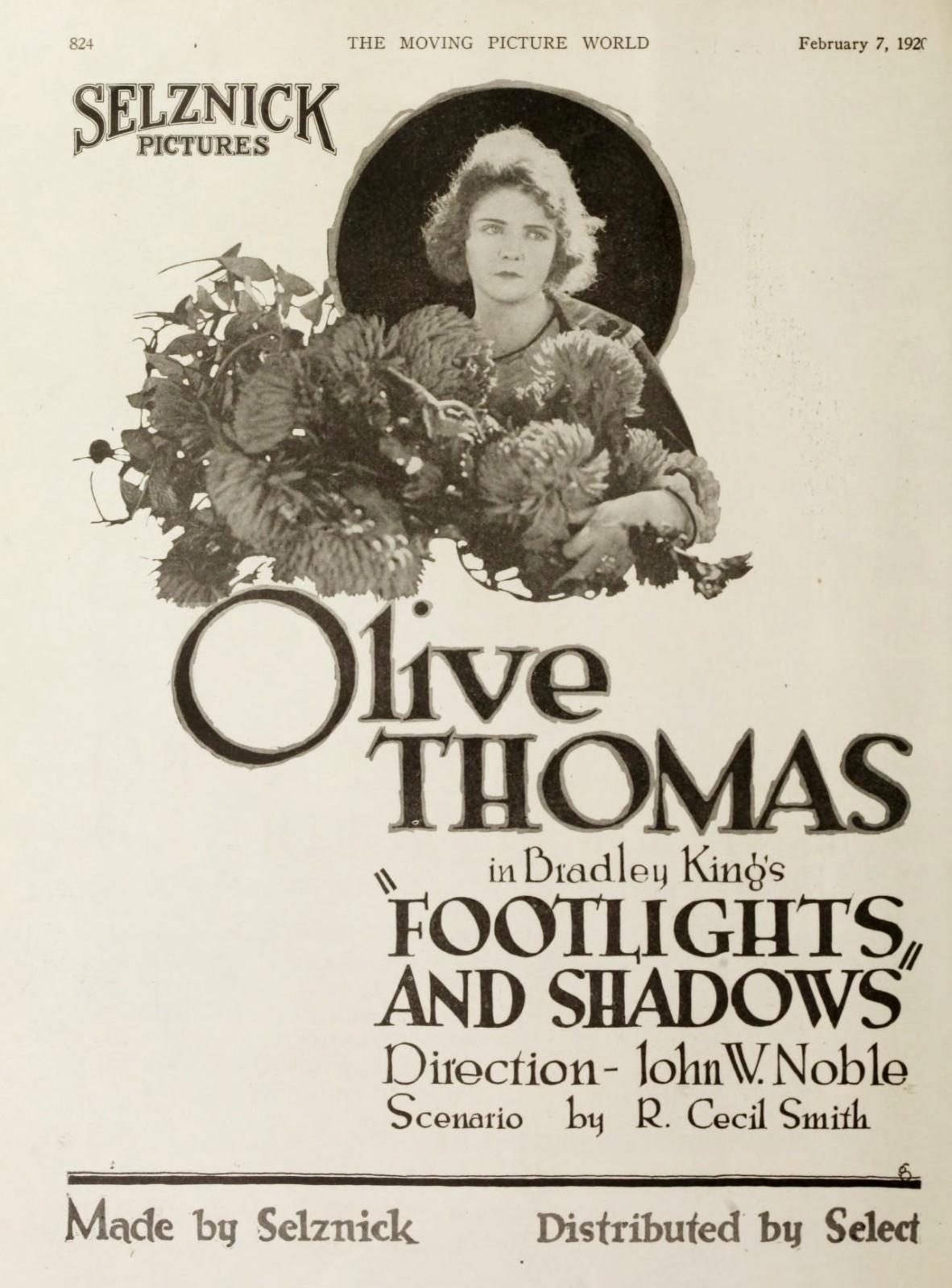 OLIVE THOMAS - Early Movie Star 1920 Movie Magazine Ad - 5 x 7 in Reprint OLIVE THOMAS - Early Movie Star 1920 Movie Magazine Ad - 5 x 7 in Reprint