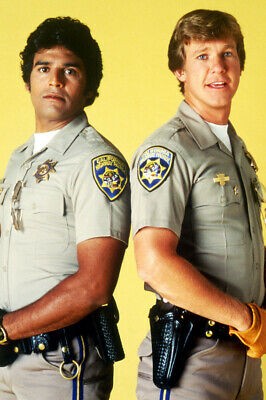 CHiPs Larry Wilcox Erik Estrada back to back 24x36 Poster