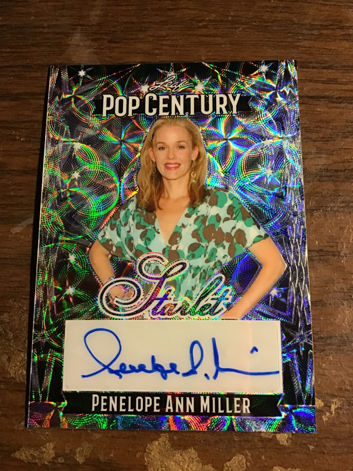 Penelope Ann Miller 2024 Leaf Metal Pop Century Light Blue Swirls Starlet Auto