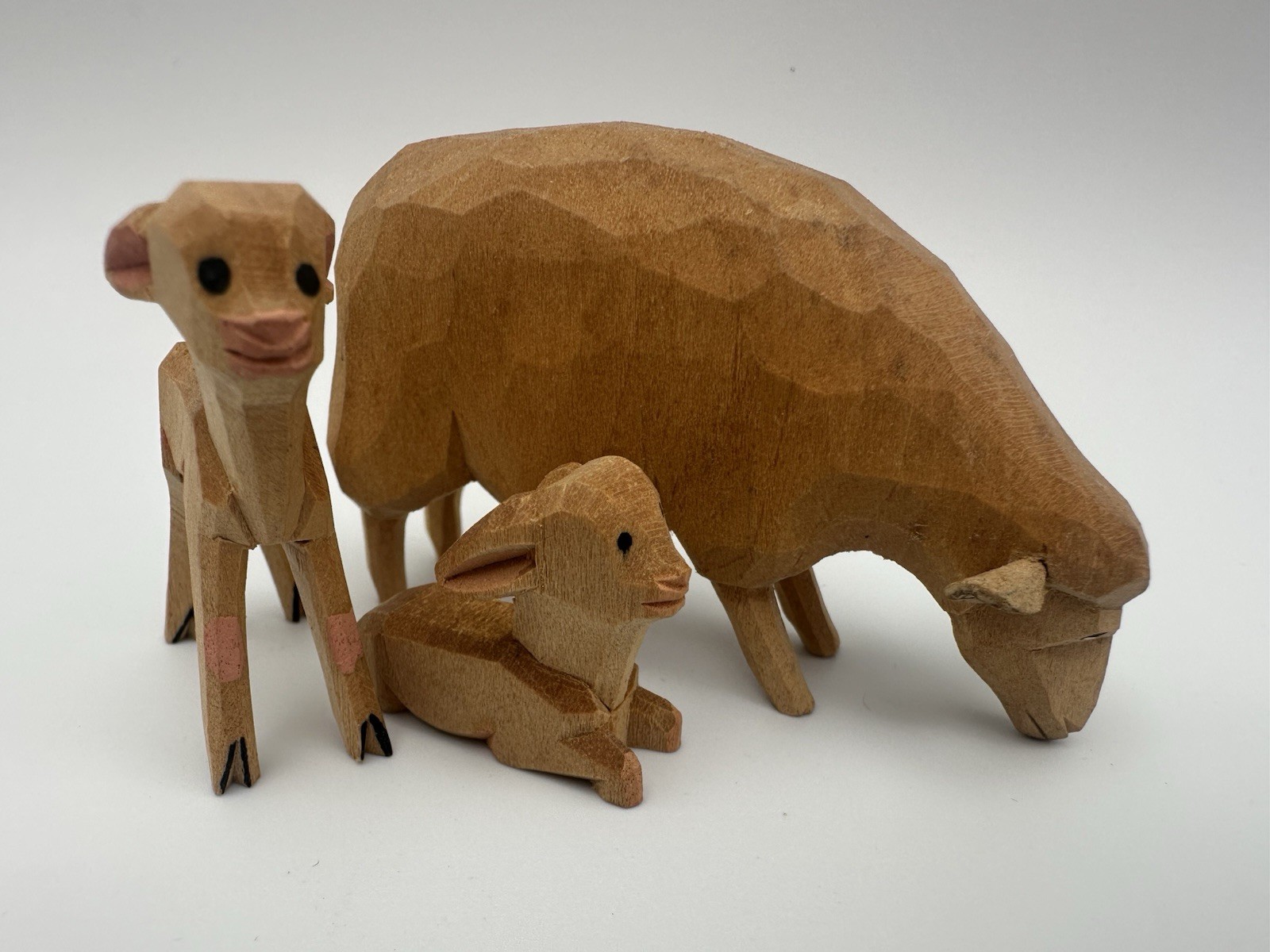 Lotte Sievers Hahn Hand Carved German Creche Nativity Three Sheep