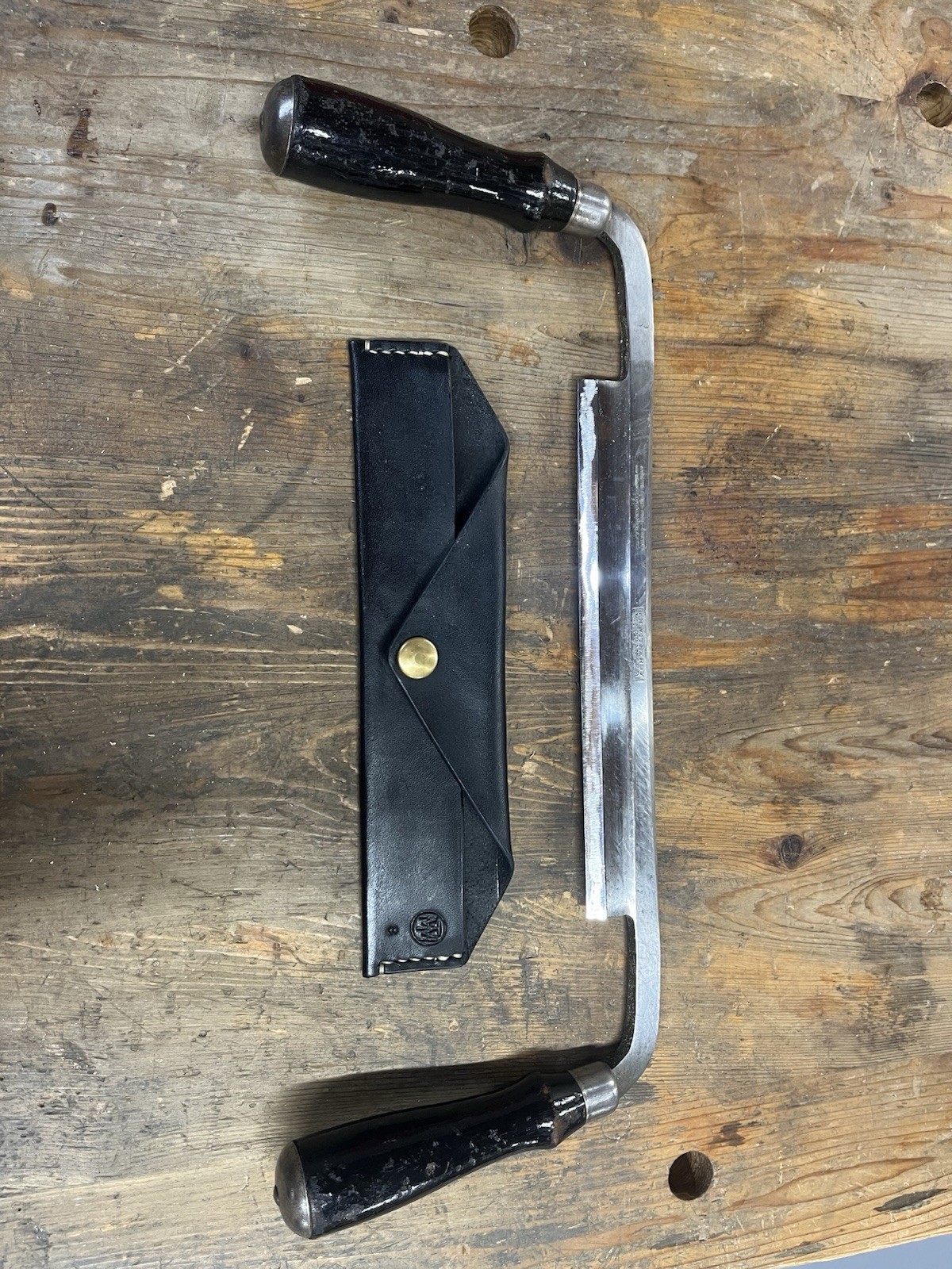 T.H. Witherby Drawknife 8” with Texas Heritage Leather Cover