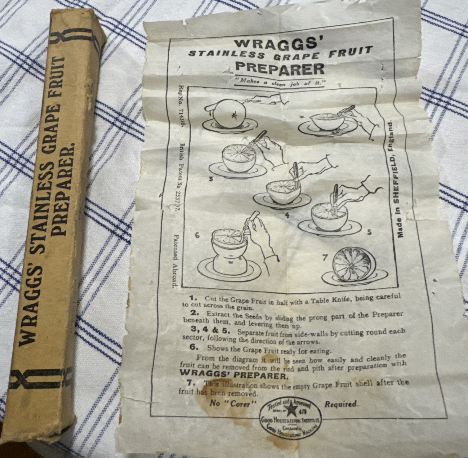 VTG Wraggs Grape Fruit Preparer Original Box & Directions Only -No Tool Included VTG Wraggs Grape Fruit Preparer Original Box & Directions Only -No Tool Included