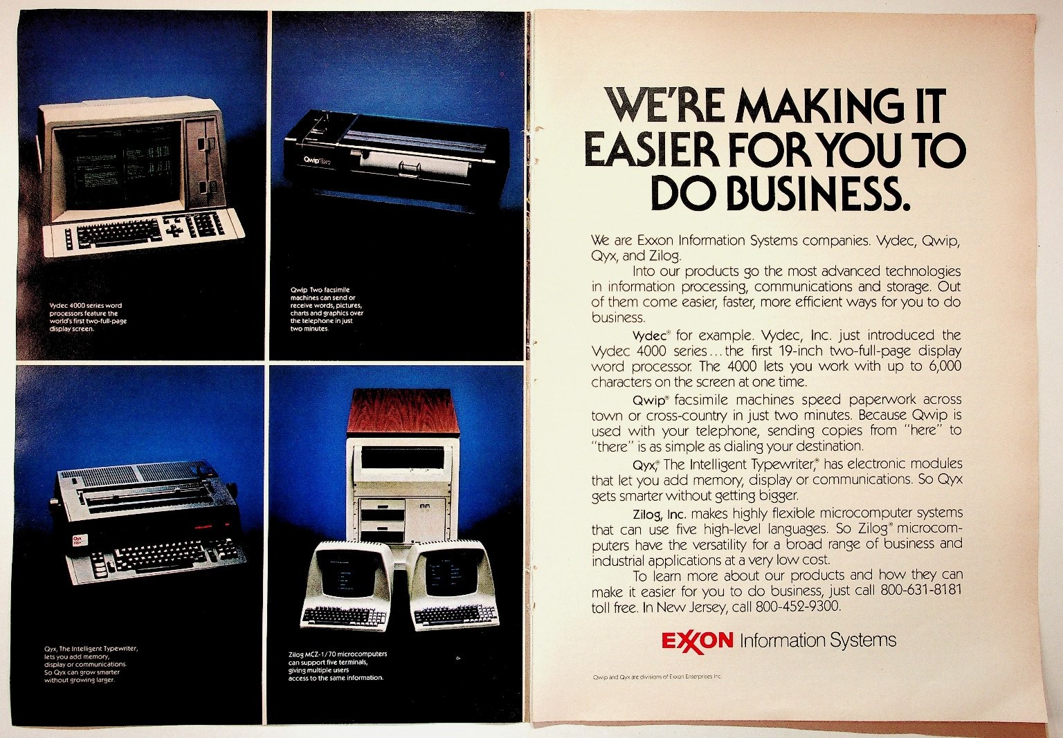 Exxon 1979 Print Advertisement 8x11 Vintage Computer Systems Ad Exxon 1979 Print Advertisement 8x11 Vintage Computer Systems Ad