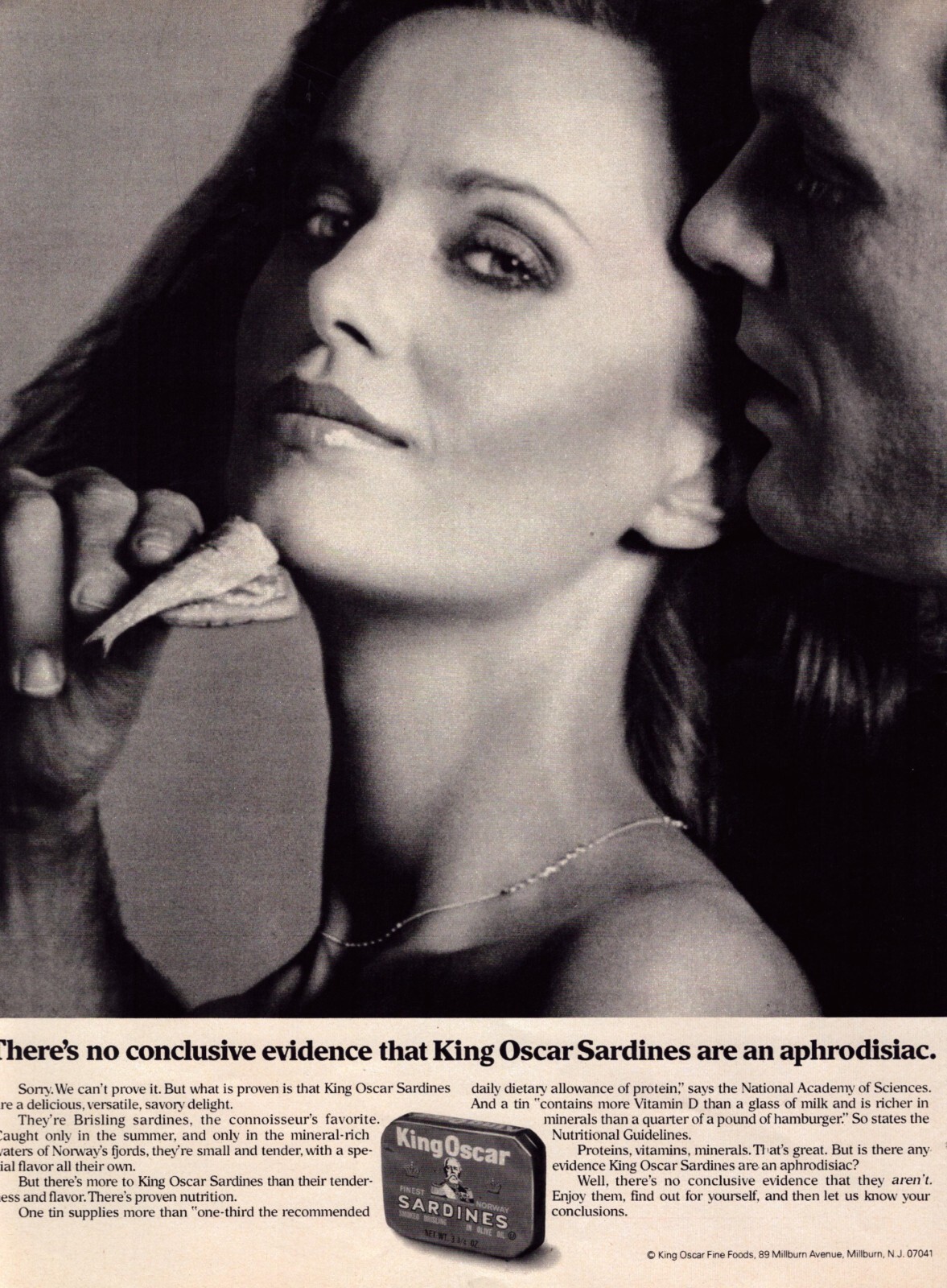 1979 King Oscar Sardines Print Ad Aphrodisiac Romantic Couple