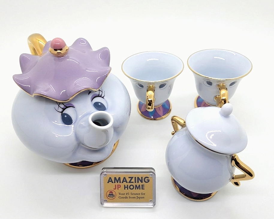 Disney Beauty and the Beast Mrs. Potts Chip Tea Set 4pc  Unused Rare Japan