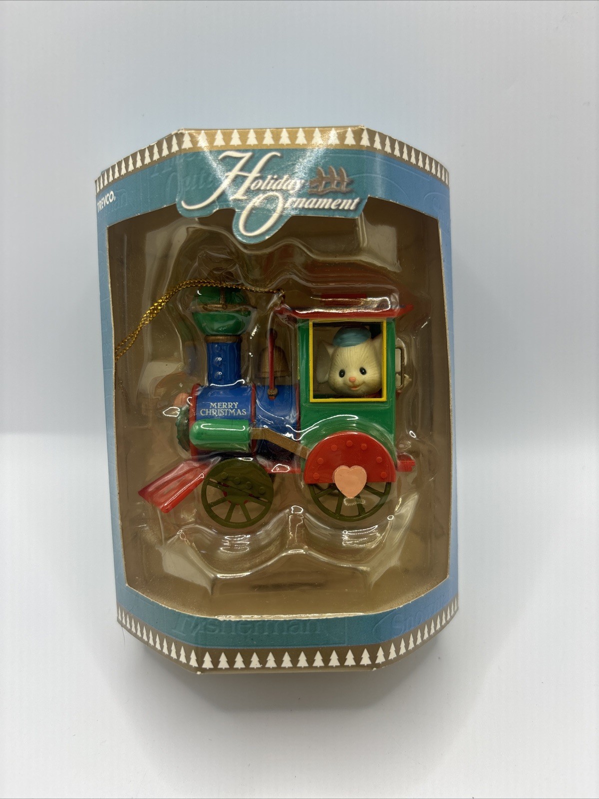 Trevco Cute CHRISTMAS ORNAMENT: MOUSE ENGINEER CHRISTMAS TRAIN With Box
