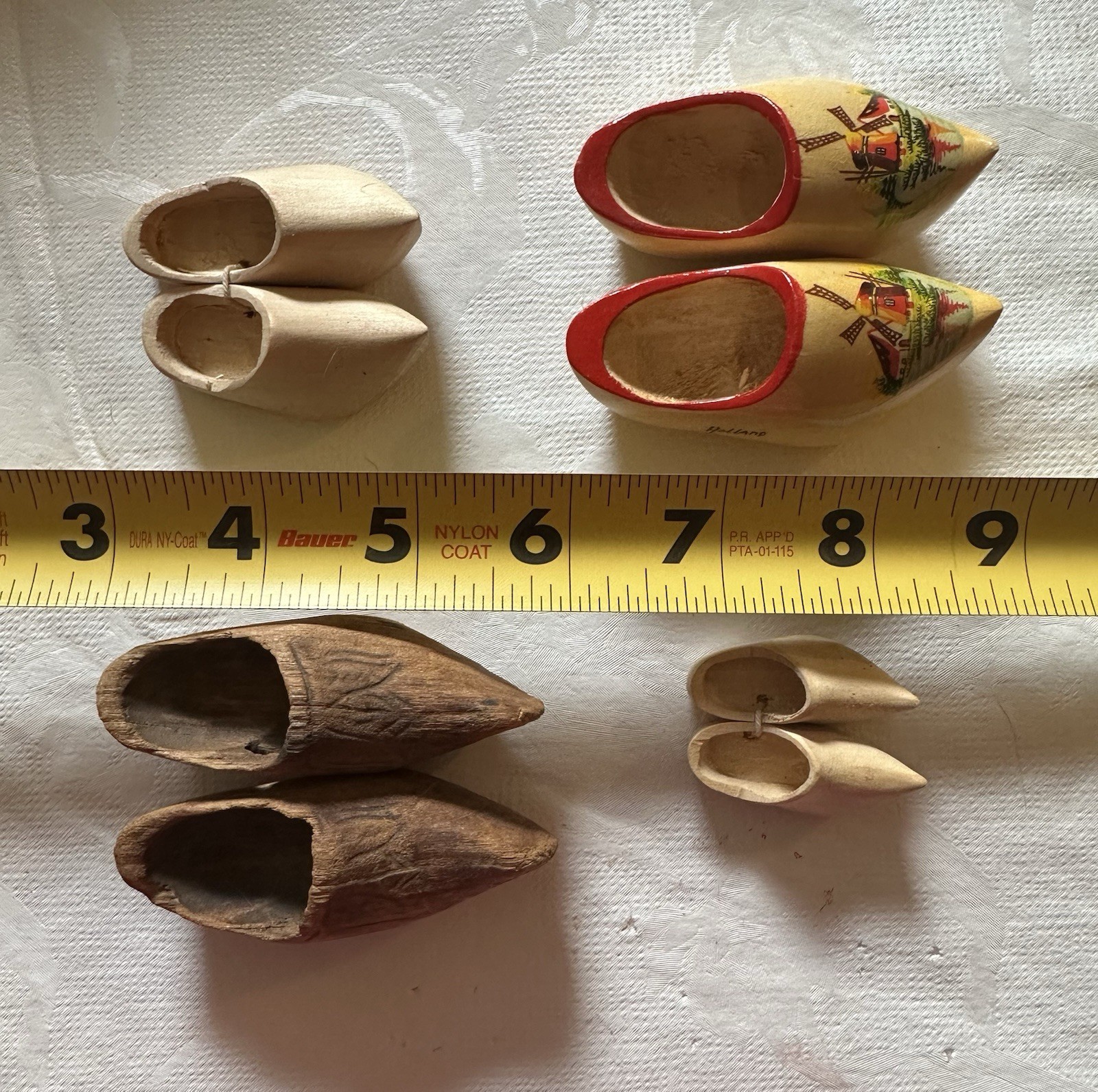 Vintage Miniature Wooden Dutch Clogs Shoes Holland Souvenir Lot 4 Pairs