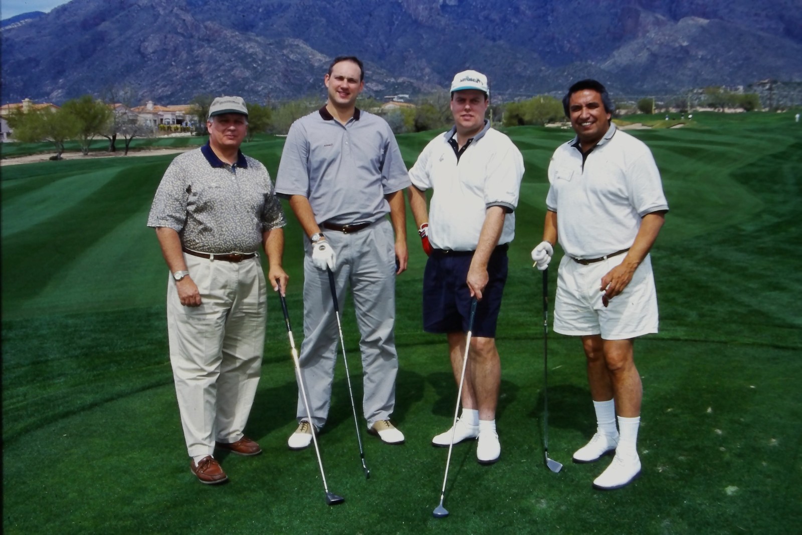 c1990\'s 35mm Slide Four Men Golfing Santa Catalina Mountains Tucson Arizona c1990\'s 35mm Slide Four Men Golfing Santa Catalina Mountains Tucson Arizona
