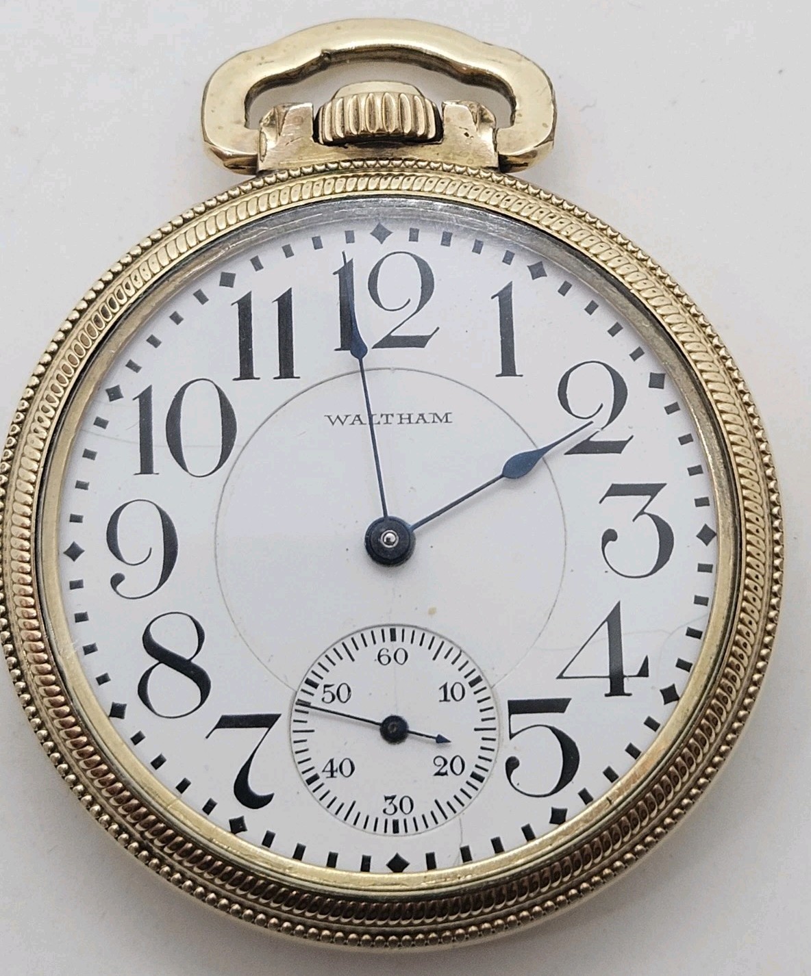 Antique 1908 WALTHAM Crescent St 21J Railroad Grade R.R Gold GF Pocket Watch 16s