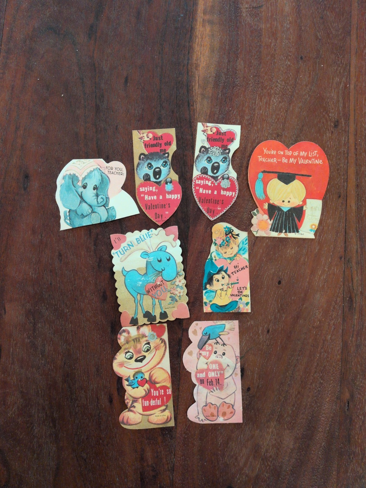 Vintage Valentine Day Cards (8) Die Cut 