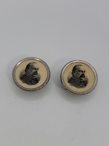 Antique Pair of Grover Cleveland Lapel Studs. Buttons. 1880's, 1890's. Antique Pair of Grover Cleveland Lapel Studs. Buttons. 1880's, 1890's.