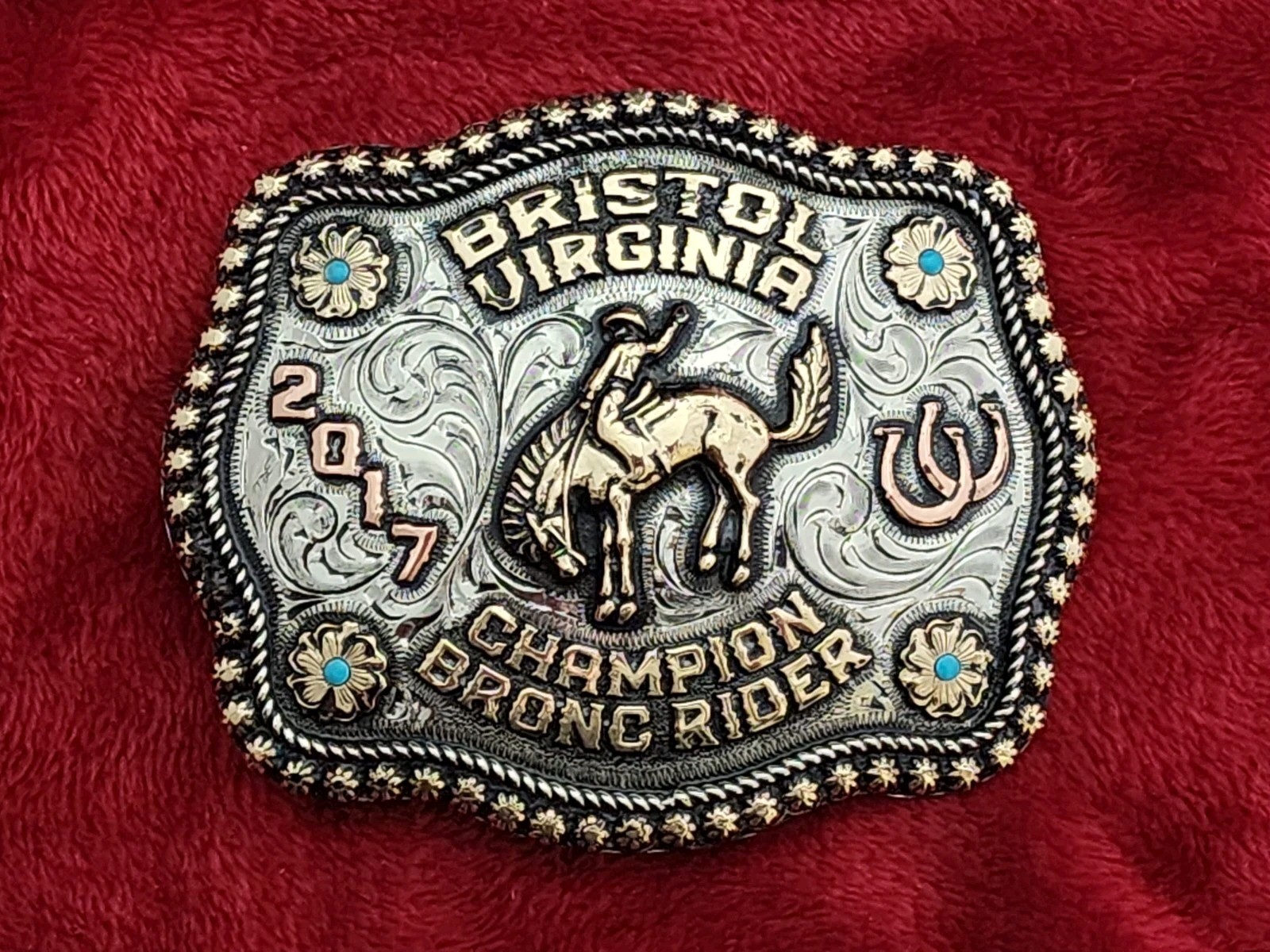 Rodeo☆2017☆Bronc Riding X-TREME Champion Trophy Buckle☆Bristol Virginia☆Rare☆R70