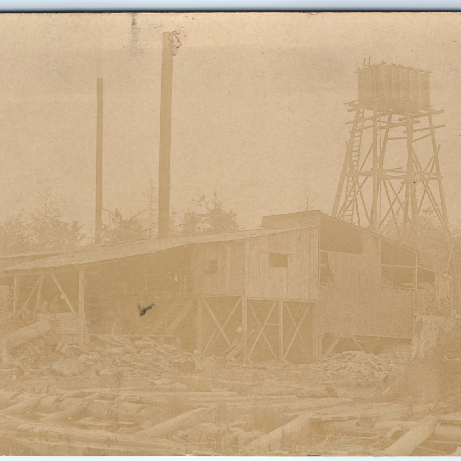 c1910s Sawmill Wood Water Tower RPPC Occupational Lumber Saw Mill Postcard c1910s Sawmill Wood Water Tower RPPC Occupational Lumber Saw Mill Postcard