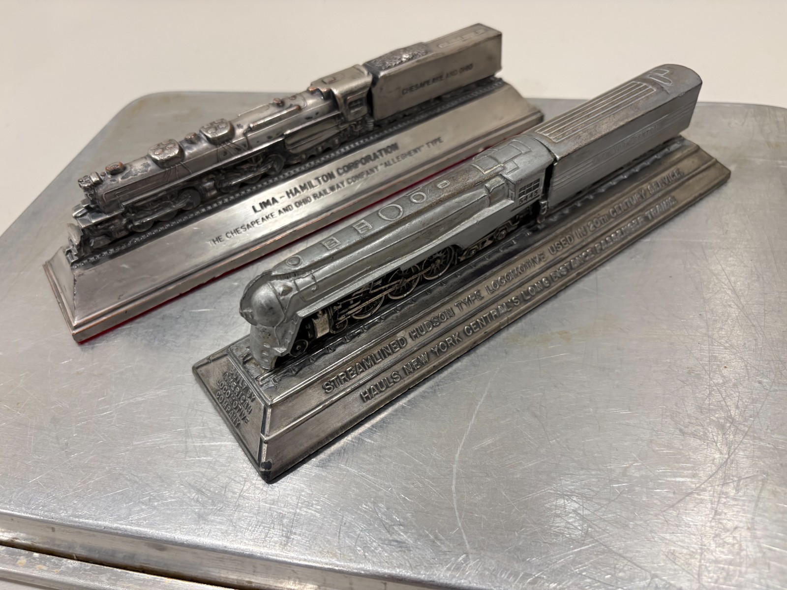 Vintage C &O Allegheny and Streamlined Hudson AdvertisingLocomotive Paperweight Vintage C &O Allegheny and Streamlined Hudson AdvertisingLocomotive Paperweight