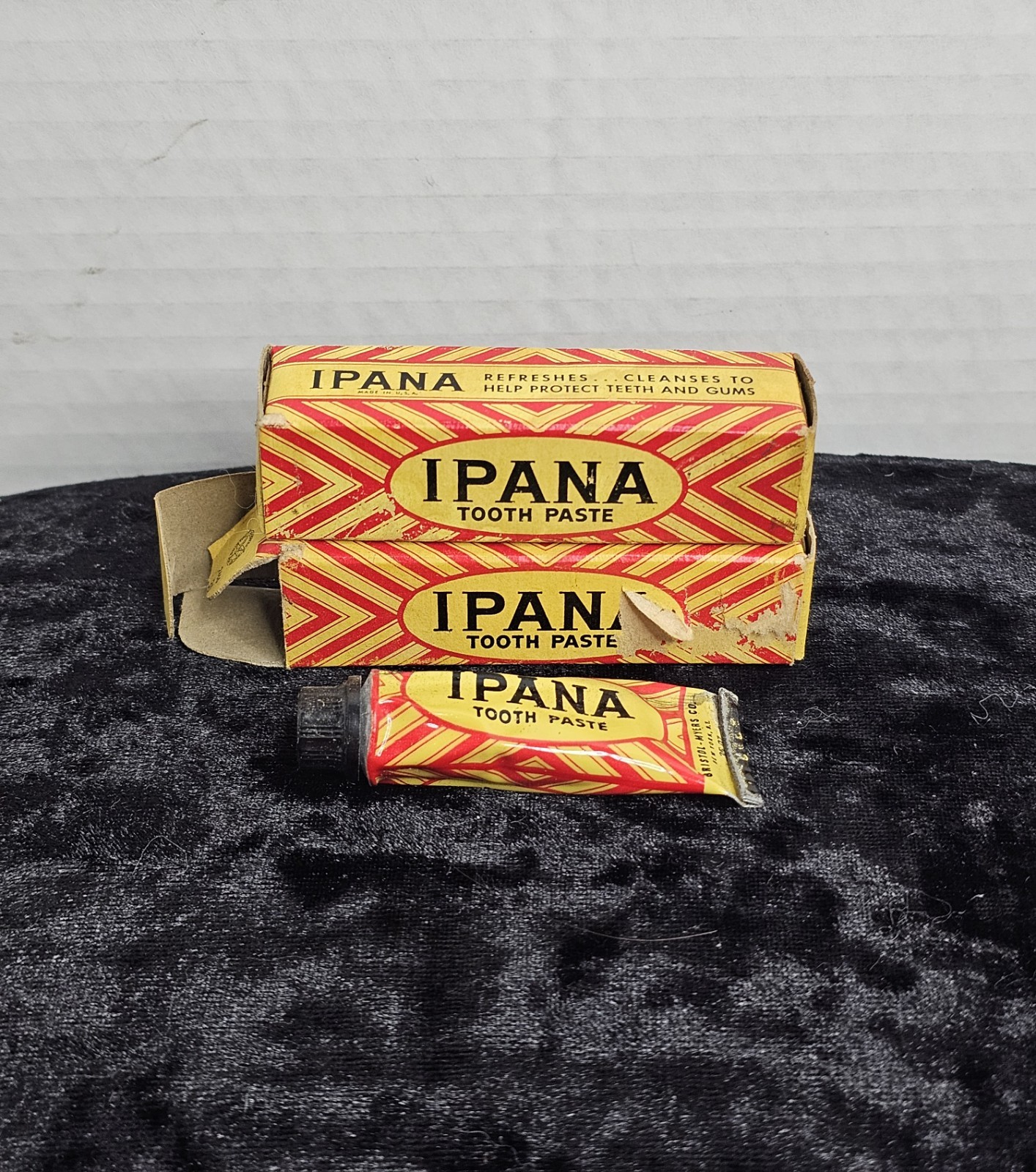 Vintage Ipana Tooth Paste Trial Sample Tube W/ Boxes NOS Bristol-Myers 1950s